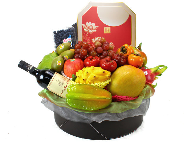 Mid-Autumn Gift Hamper - Mid Autumn Peninsula Moon Cake With Deluxe Wine Fruit Hamper FH171 - L11431 Photo